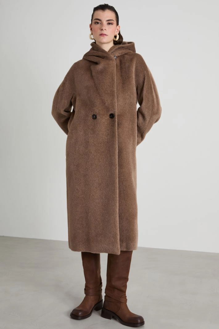 Alpaca and wool coat - BROWN