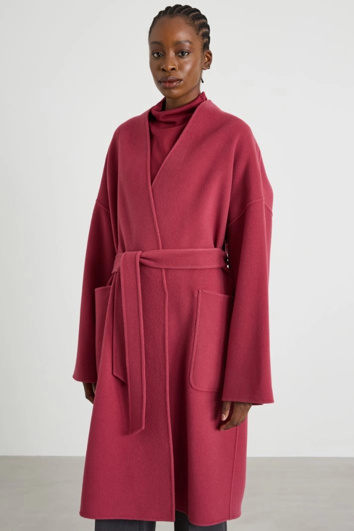 Wool robe coat - BORDEAUX