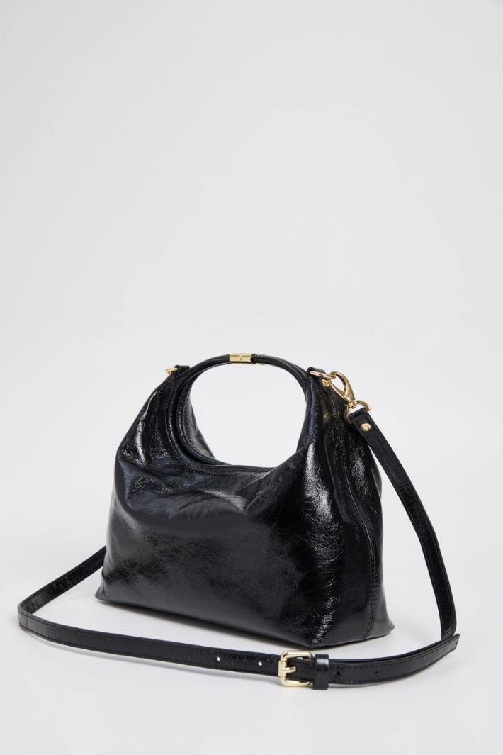 Shiny leather bag - BLACK
