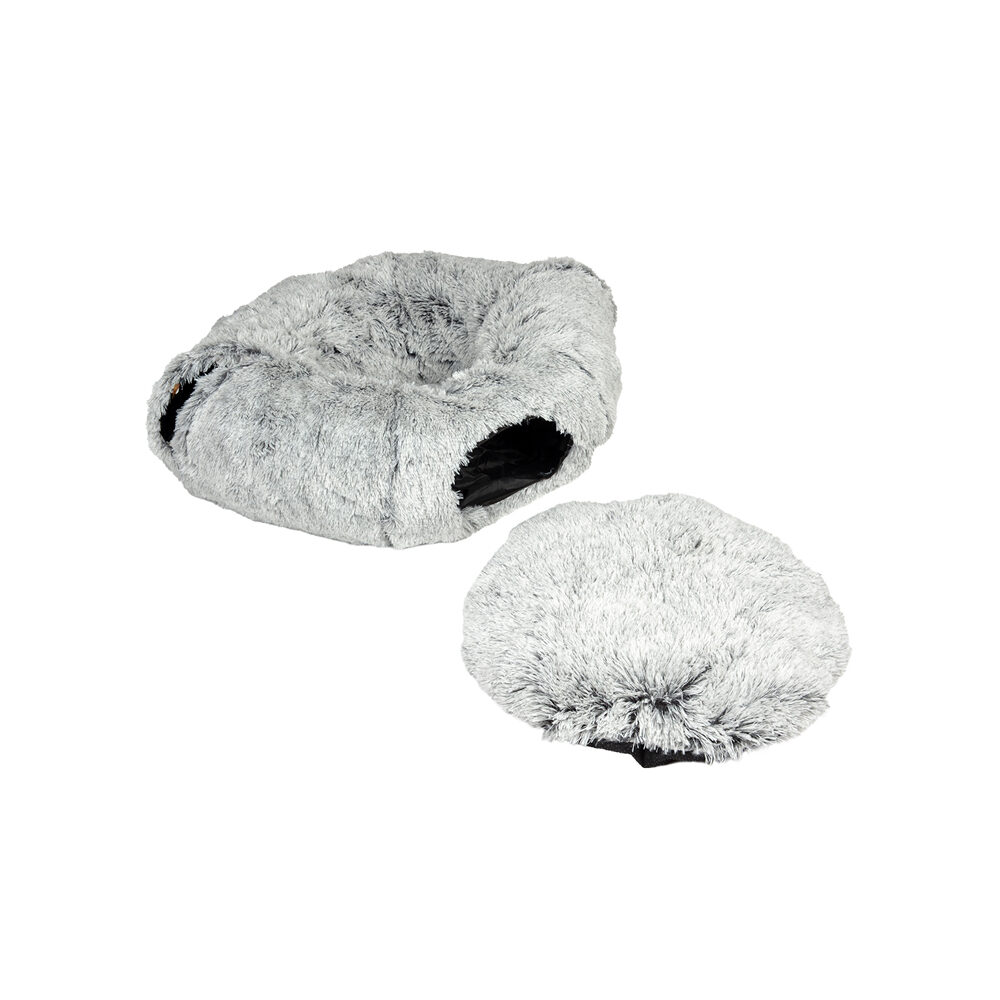 Snug Cat Tunnel & Donut Bed - 80 x 80 x 25 cm - Light grey