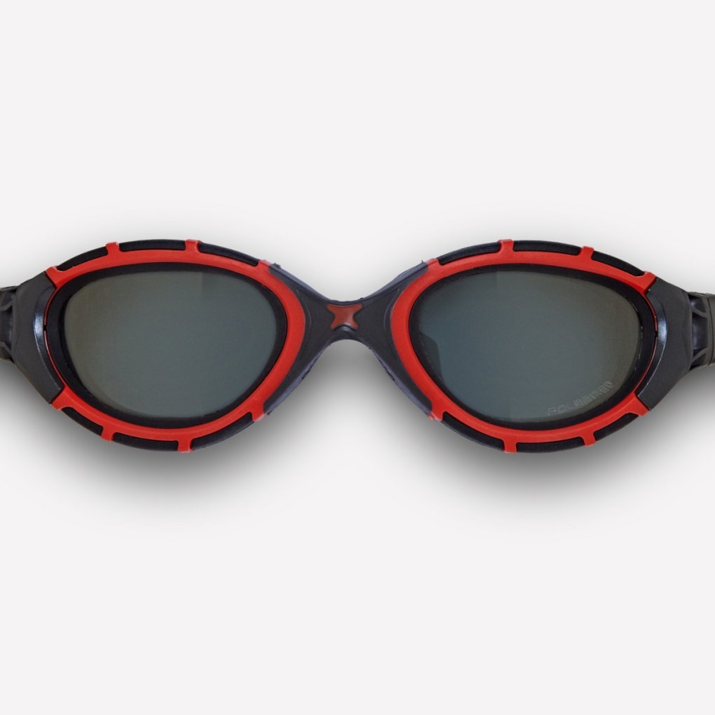 Zoggs Predator Flex Polarized Swimming Goggles - Black/Red - Polarized Smoke