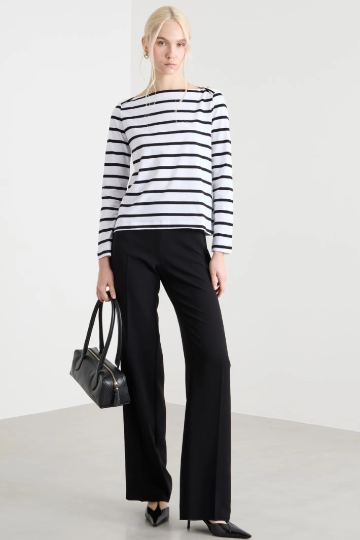 Boat-neck T-shirt - BLACK WHITE