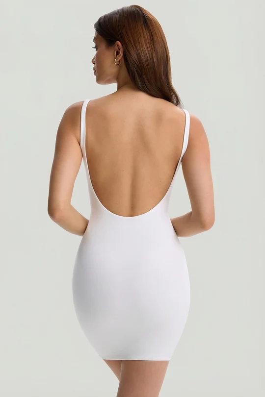 Evie Modal Low-Back Bodycon Mini Dress in White