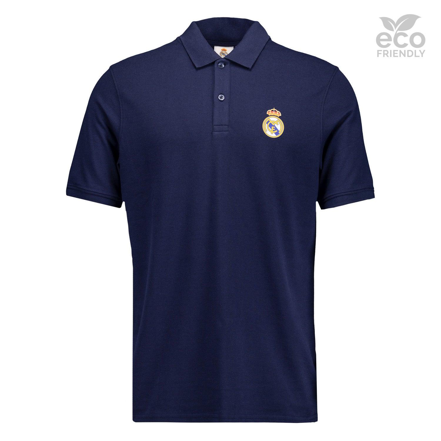 Mens ECO Essentials Real Madrid Color Crest Polo Navy