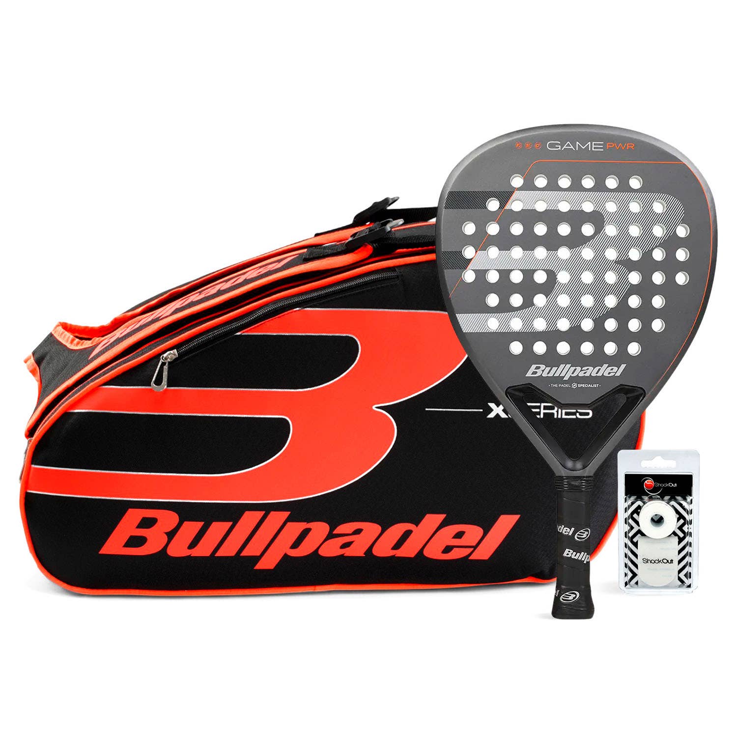 PACK BULLPADEL GAME POWER GREY PADEL BAG X-SERIES ORANGE