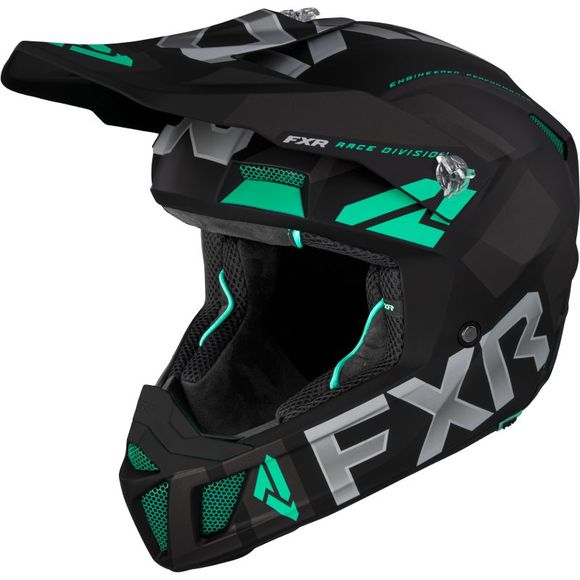 FXR CLUTCH EVO BLACK/MINT 2022 cross Helmet - Black / GreenRef: FXR0284