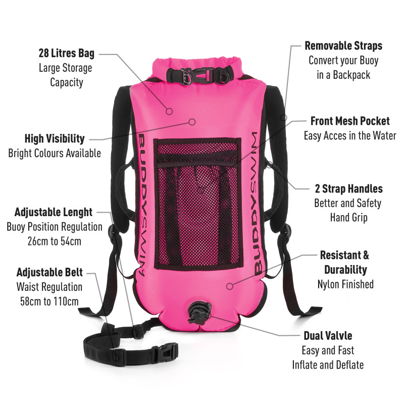 Buddyswim Dry Bag Buoy Backpack 28lt - pink