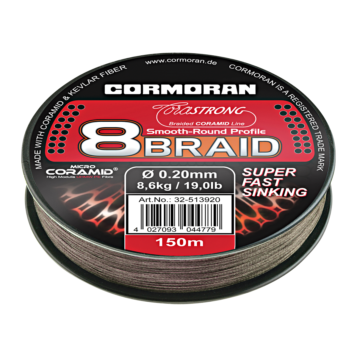 Cormoran Fishing Line Corastrong 8-Braid Super Fast Sinking (dark brown)