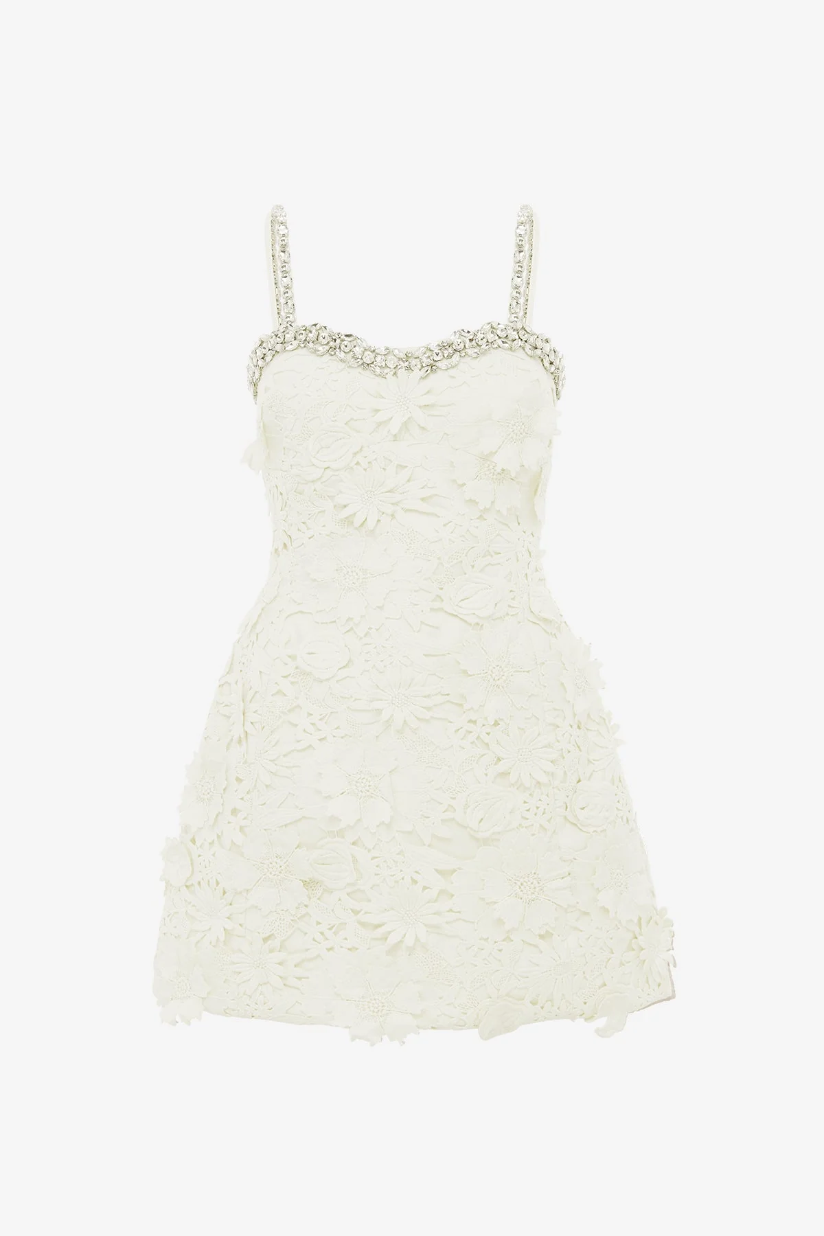 Sophia Embellished Lace Mini Dress - Snow