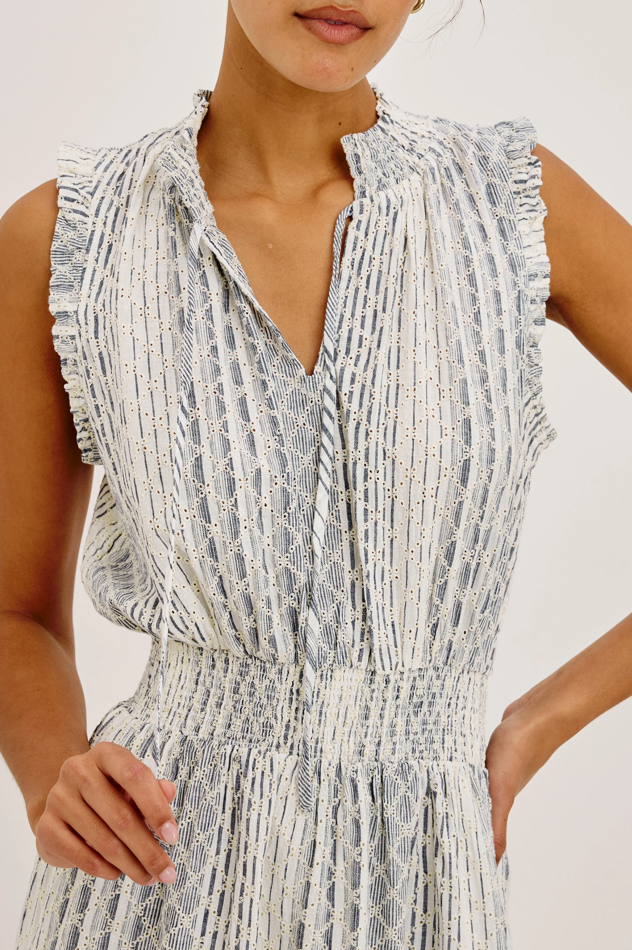Didi Dress - Striped Eyelet