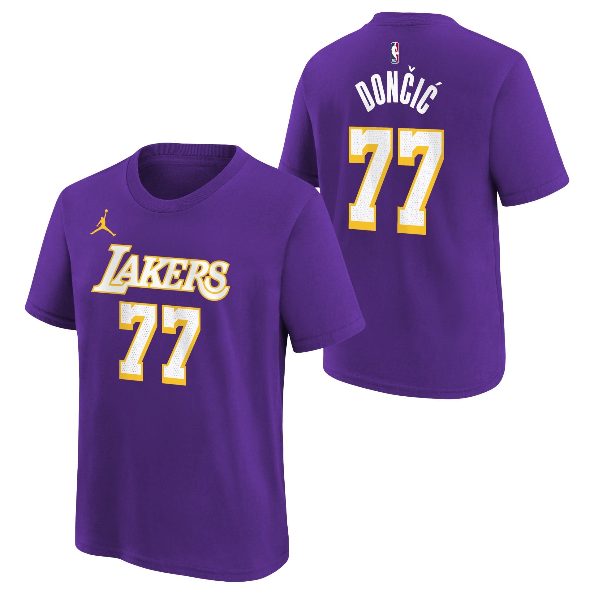 Luka Dončić #77 Los Angeles Lakers Player NBA T-Shirt Purple (YOUTH)