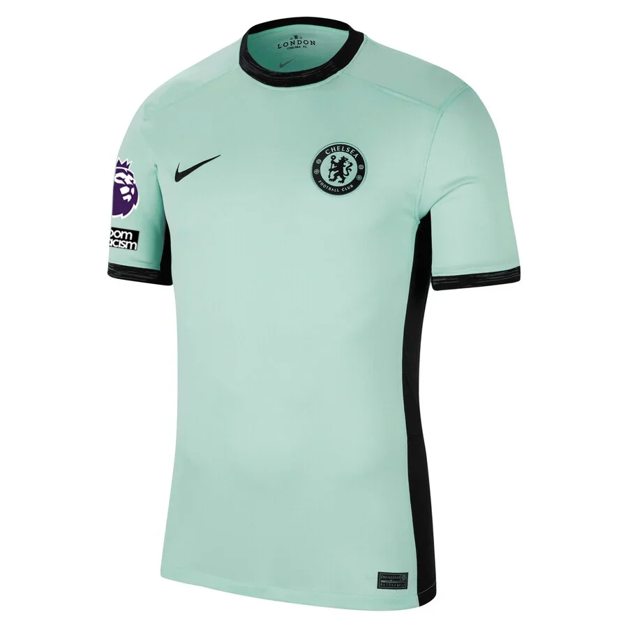 Chelsea Thiago Silva Third Jersey w/ EPL + No Room For Racism Patches 23/24 (Mint Foam/Black)