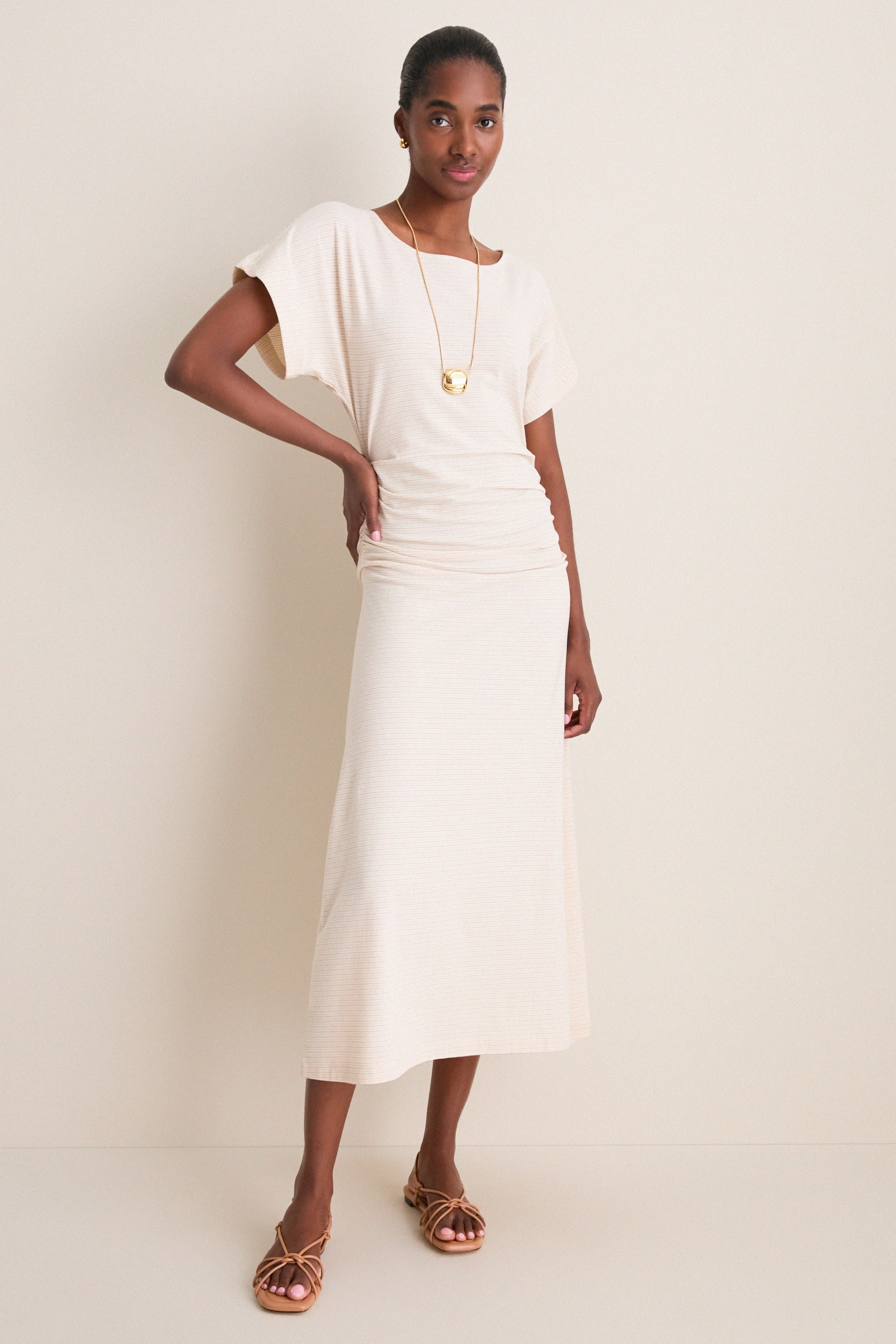 Cream Stripe Jersey Cassia Dress