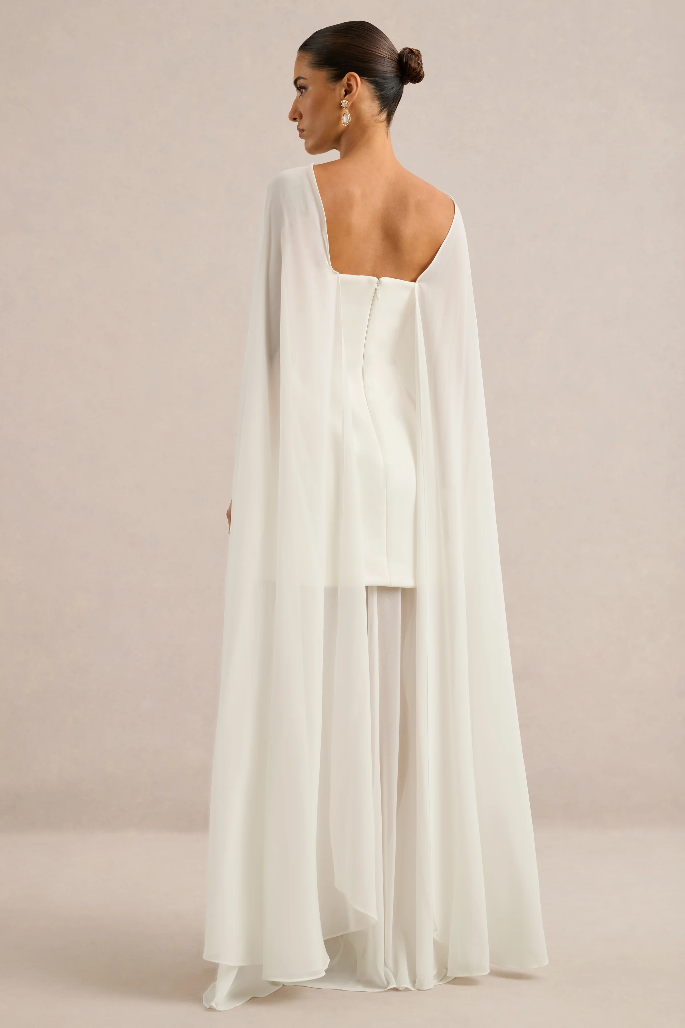 Chessa | White Scuba Boat Neck Short Sleeve Maxi Dress With Sheer Skirt And Corset