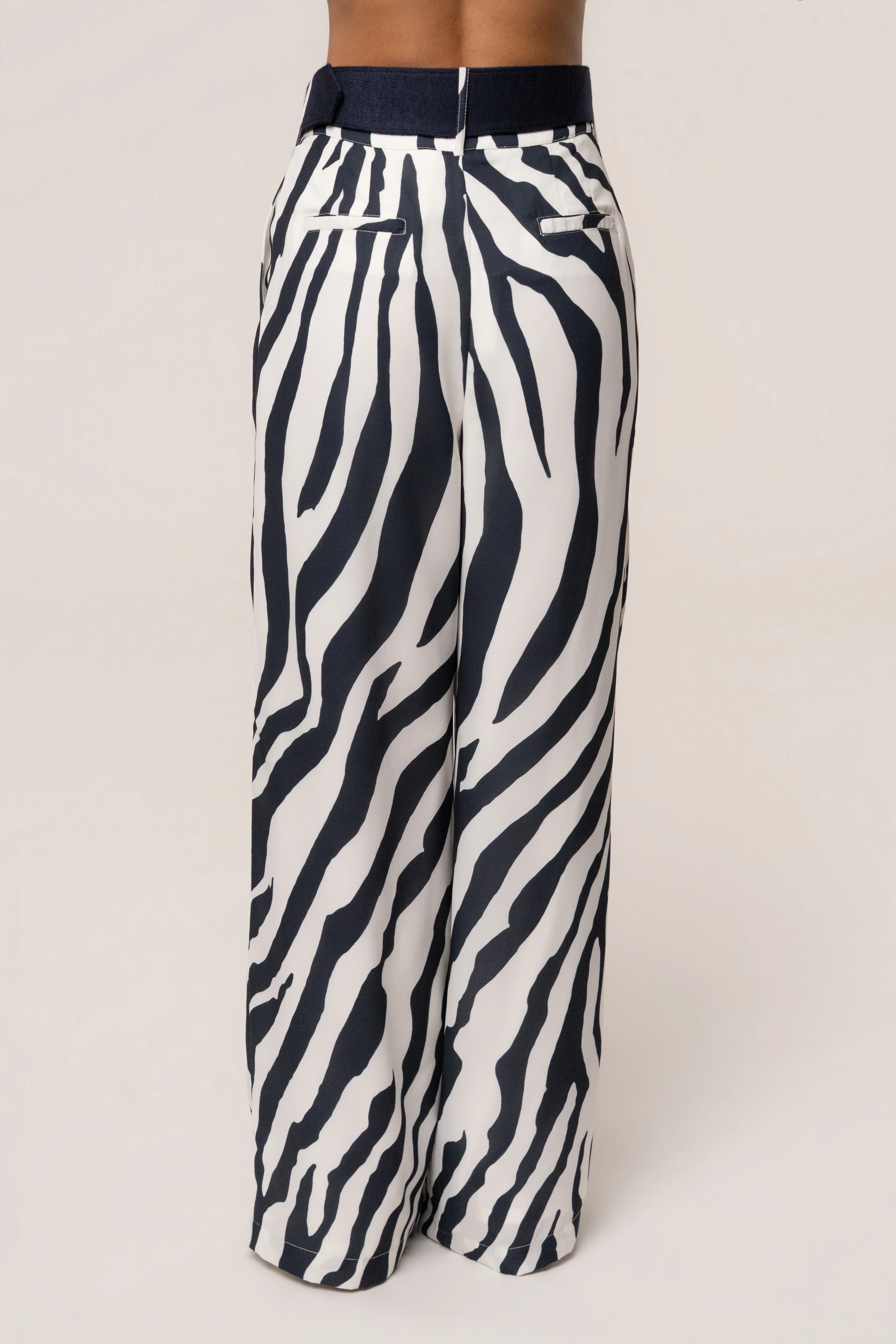 Navy Zebra Soft Pleated Trouser
