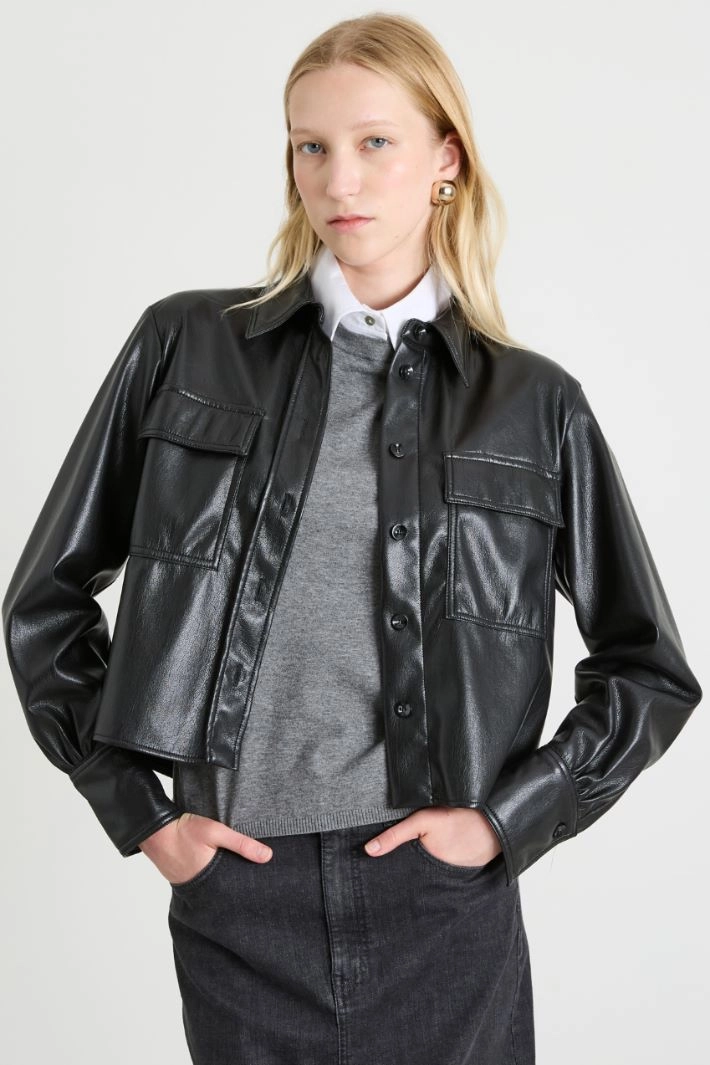 Coated jersey shirt - BLACK