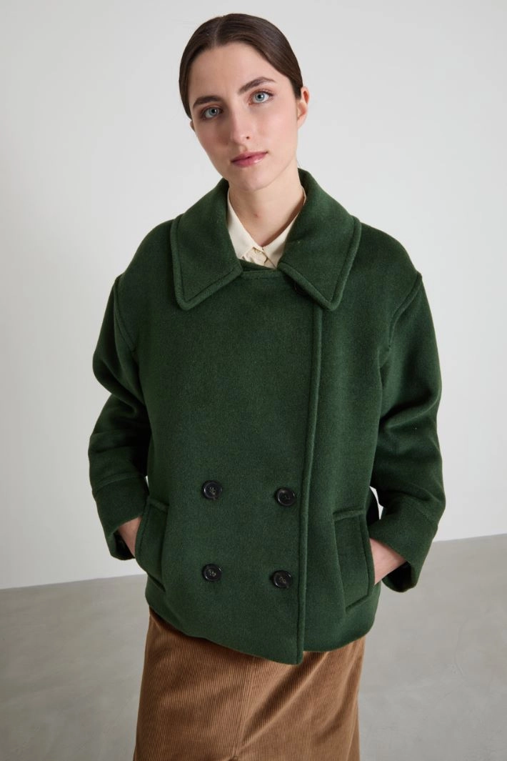 Double-breasted pea coat - DARK GREEN
