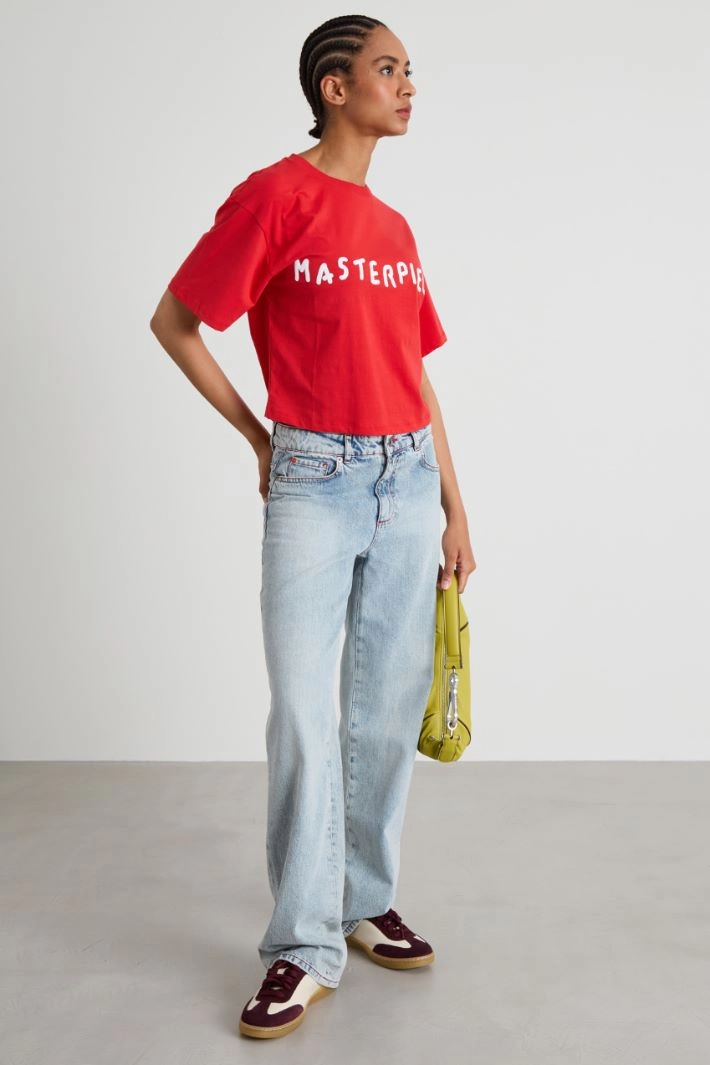 Boxy T-shirt with print - RED