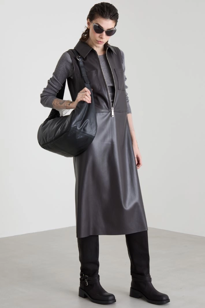 Coated jersey dress - BROWN