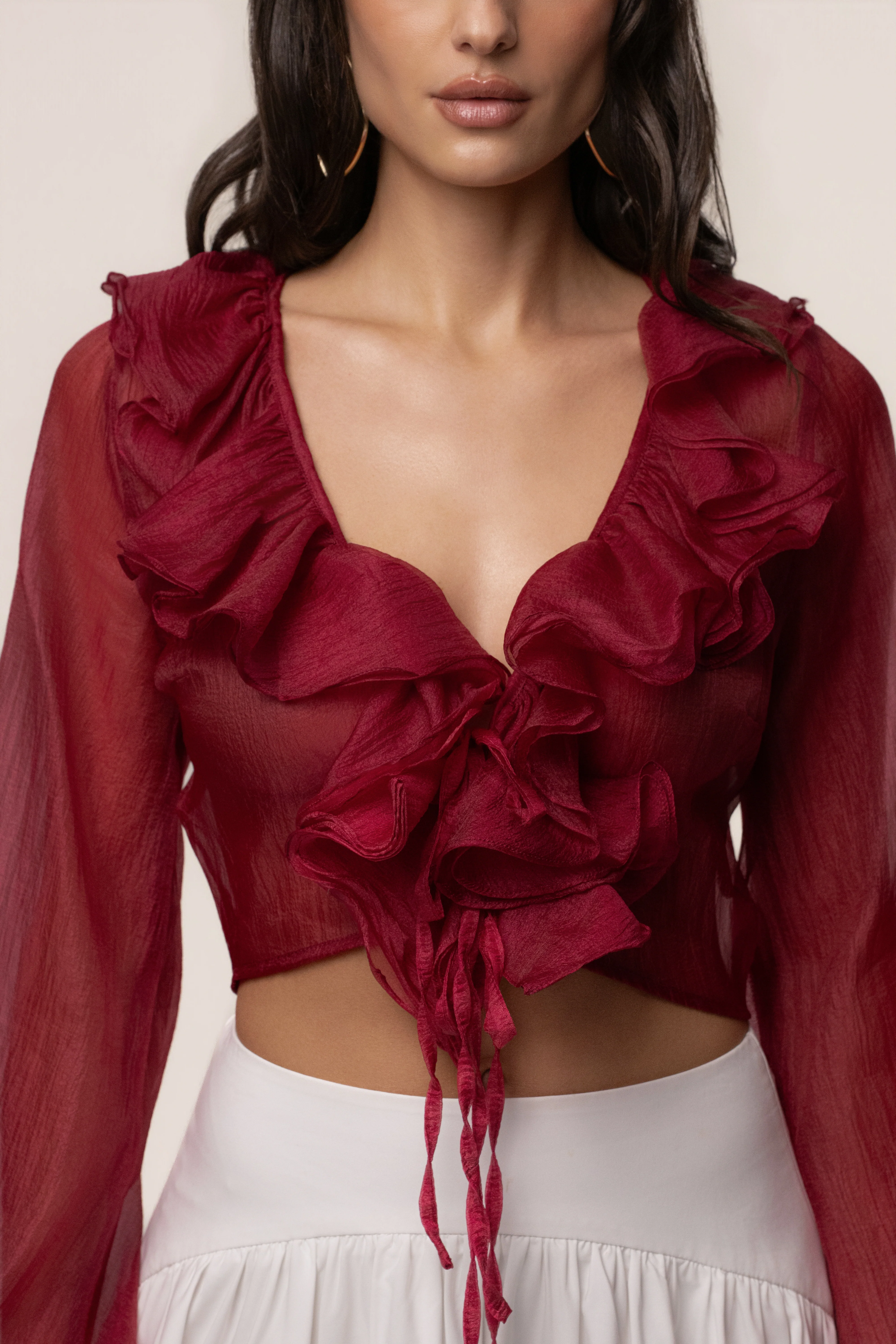 Berry Delilah Ruffled Top