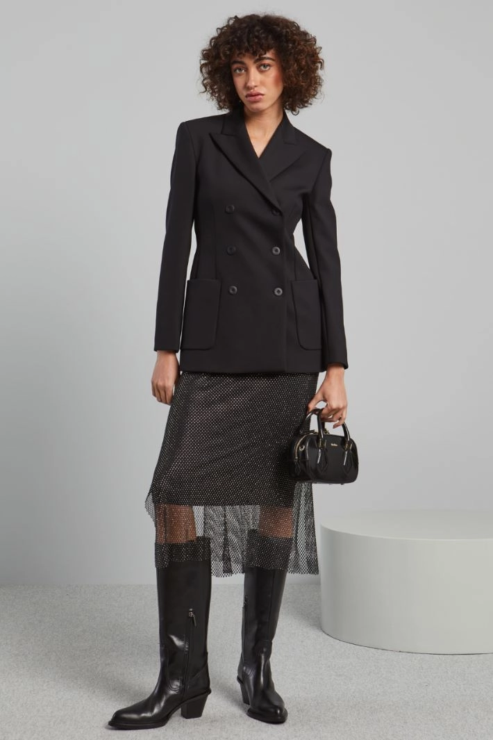 Compact jersey double-breasted blazer - BLACK