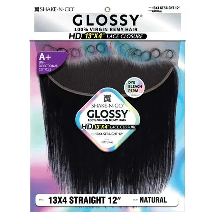 Glossy By Shake N Go 100% Virgin Remy Hair HD 13x4 Lace Closure - STRAIGHT 12