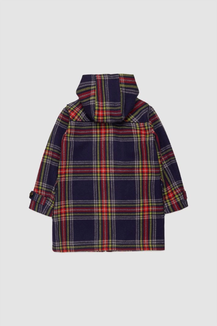 Tartan duffle coat KID - BLUE RED GREEN