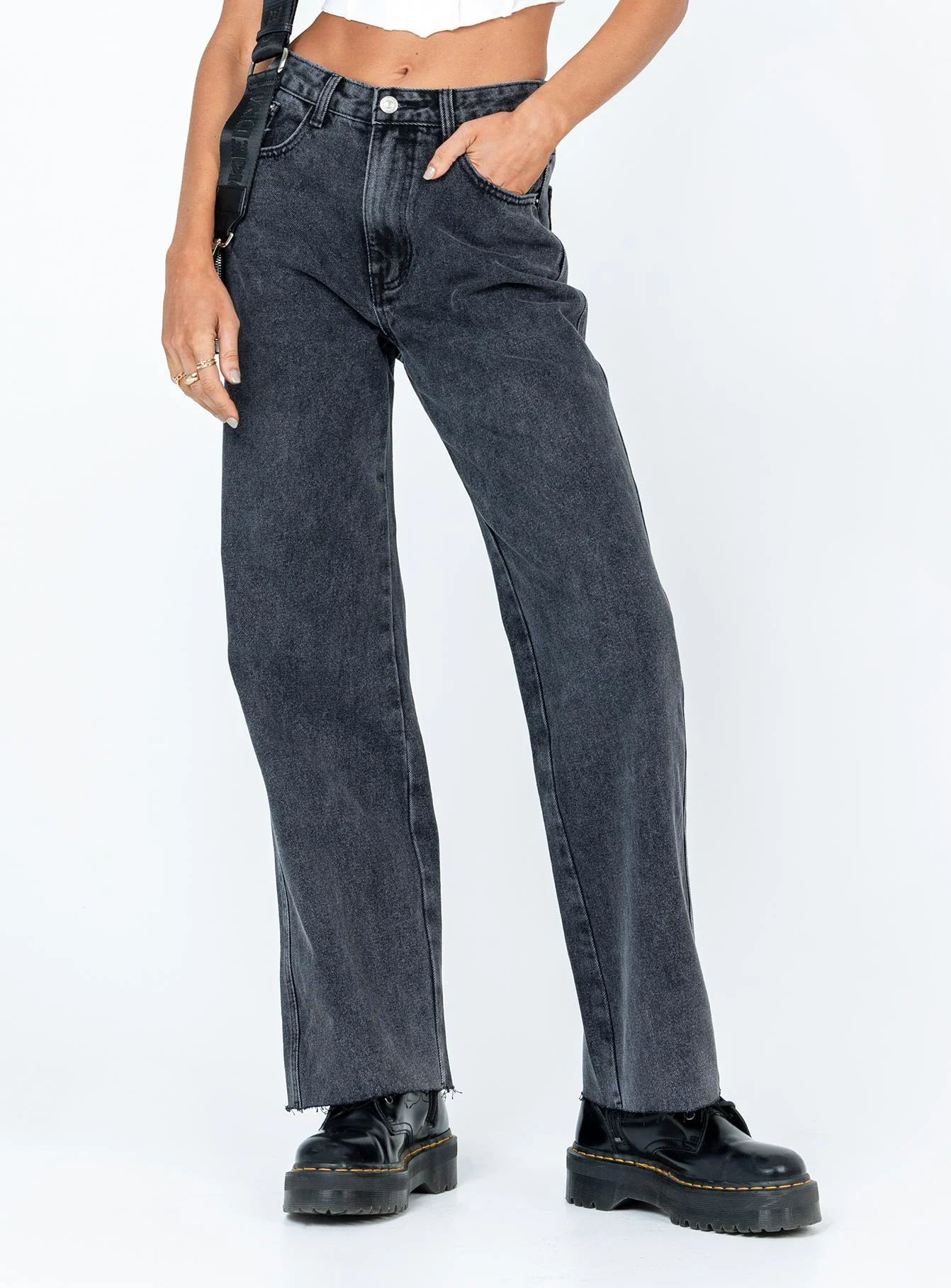 Arlington High Rise Straight Leg Denim Jeans Black