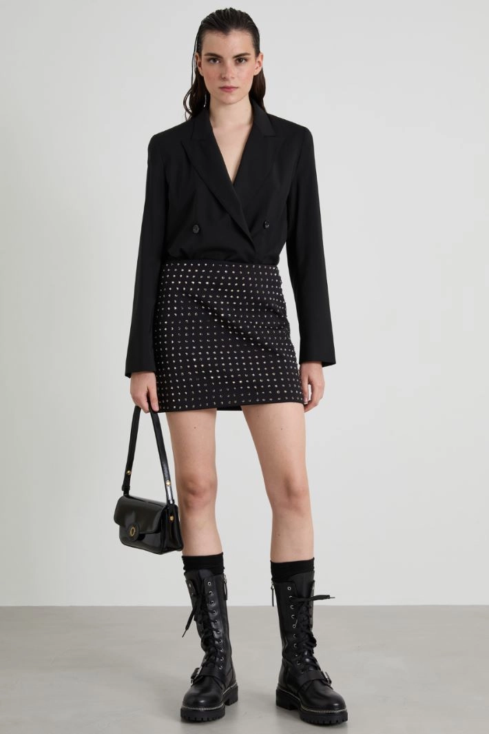 Boxy bodysuit in wool - BLACK