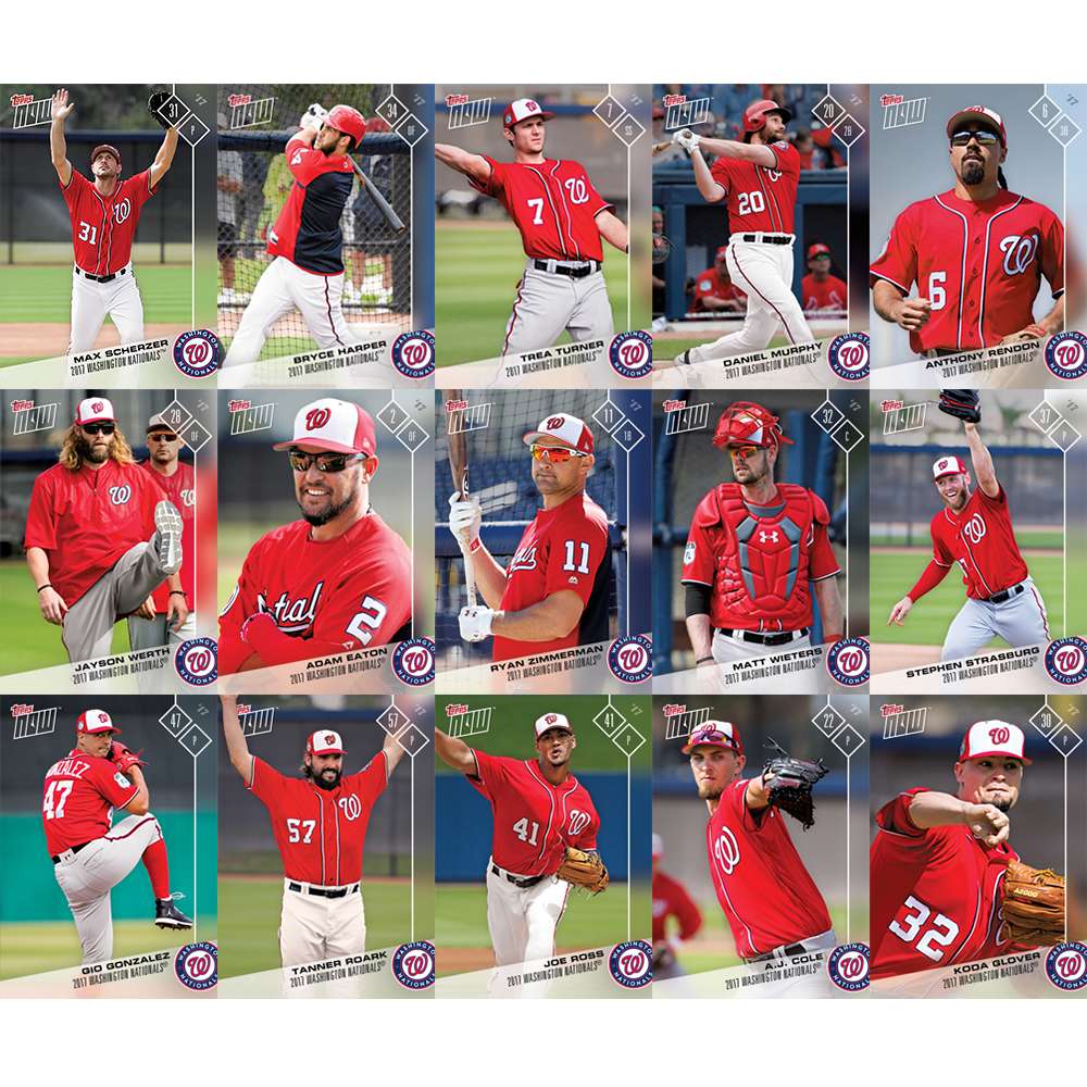 2017 Washington Nationals TOPPS NOW® Road To Opening Day 15-Card Team Set - Print Run: 103 Sets