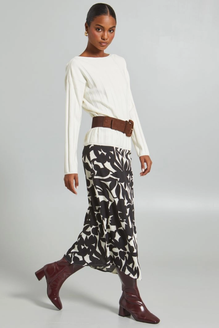 Viscose skirt - BLACK WHITE