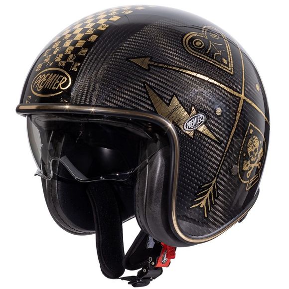 Casque jet Premier VINTAGE CARBON NX GOLD CHROME - Noir / JauneRef : PE0173