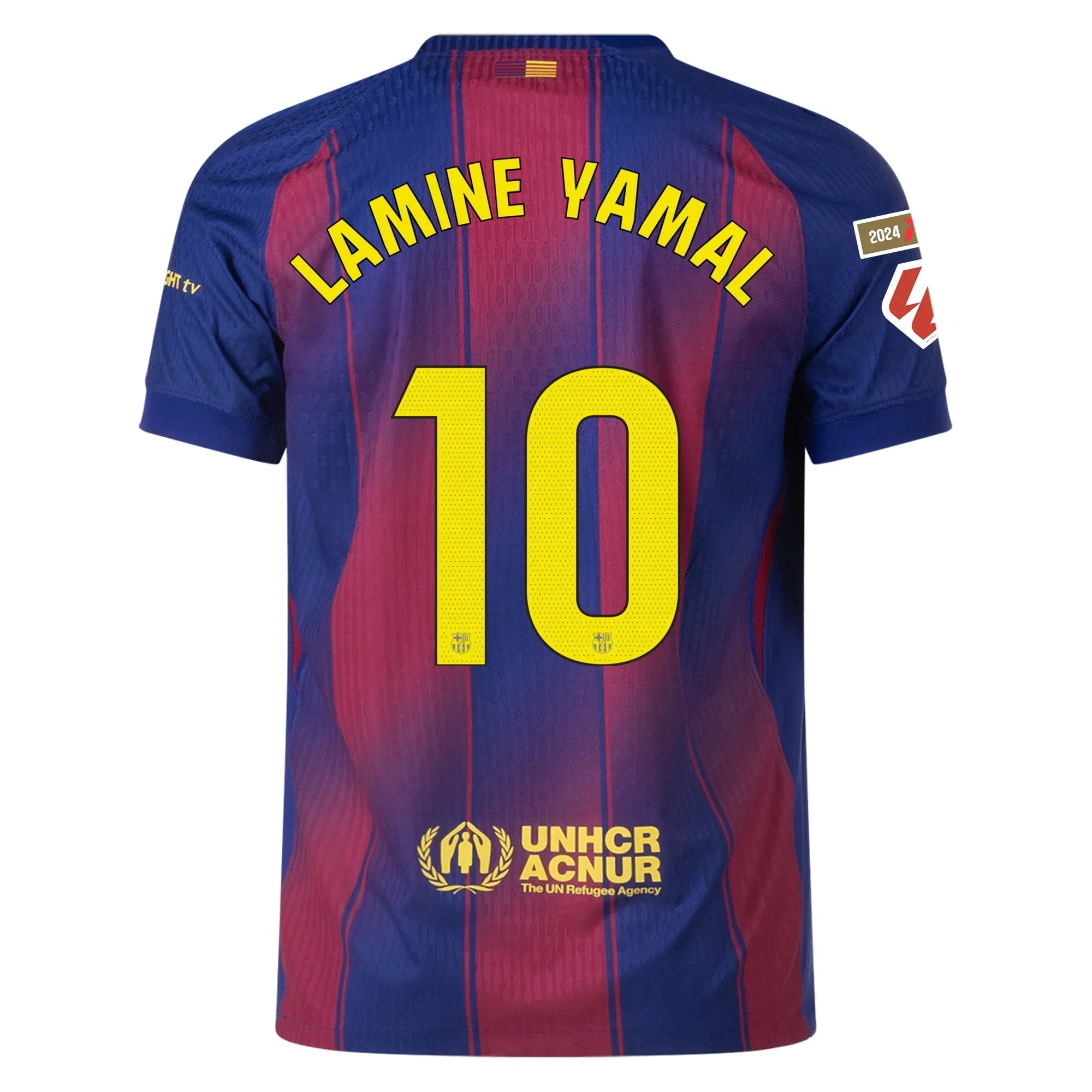 Barcelona Authentic Lamine Yamal Home Jersey w/ La Liga Champion Patches 25/26 (Deep Royal Blue/Midwest Gold)