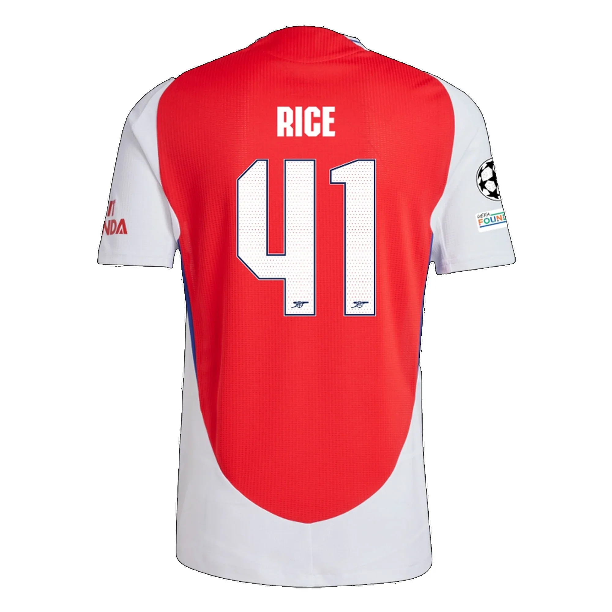 Arsenal Authentic Declan Rice Home Jersey w/ Champions League Patches 24/25 (Better Scarlet/White)