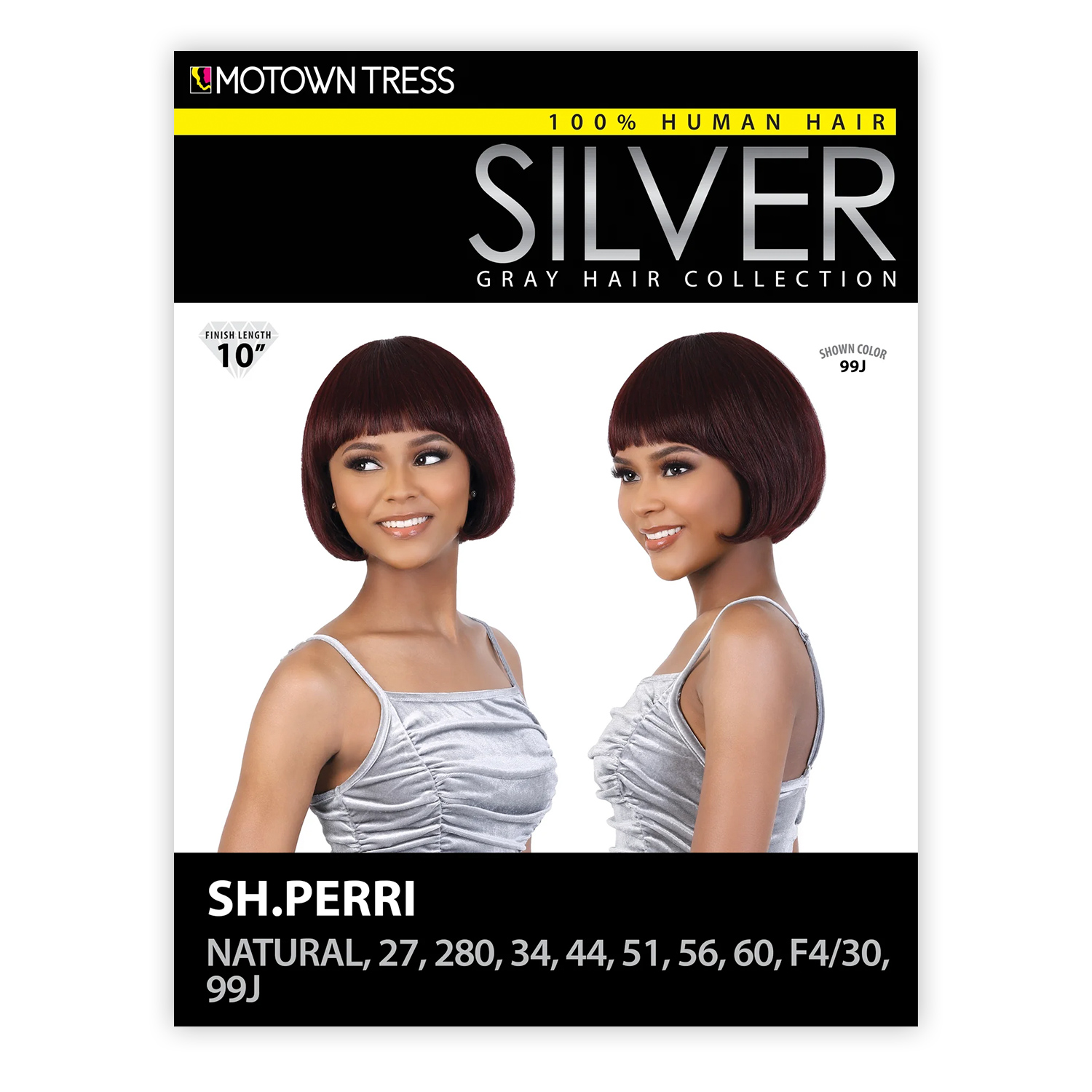 Motown Tress Human Hair Wig Silver Gray Hair Collection SH.Perri