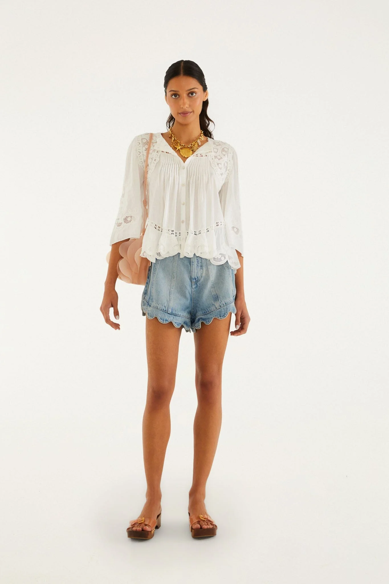 Off-White Richelieu Short Sleeve Blouse
