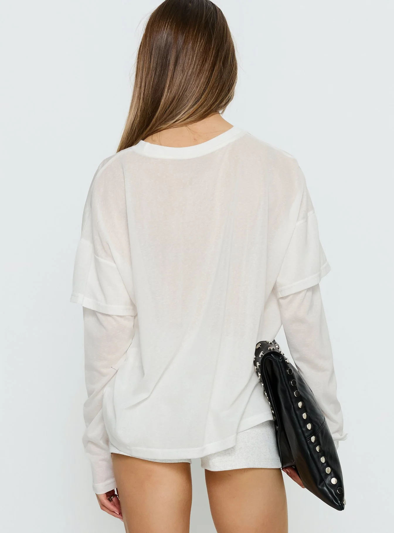Settle Down Layered Long Sleeve Top White
