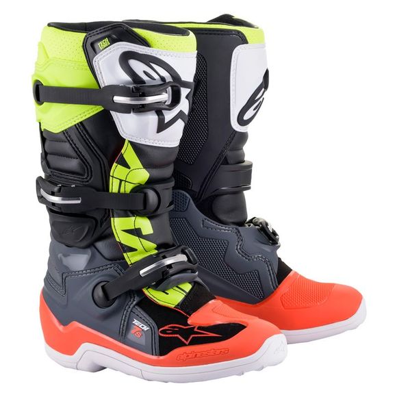 Bottes cross Alpinestars TECH 7 S - DARK GRAY RED FLUO YELLOW FLUO 2025 - Gris / JauneRef : AP12211