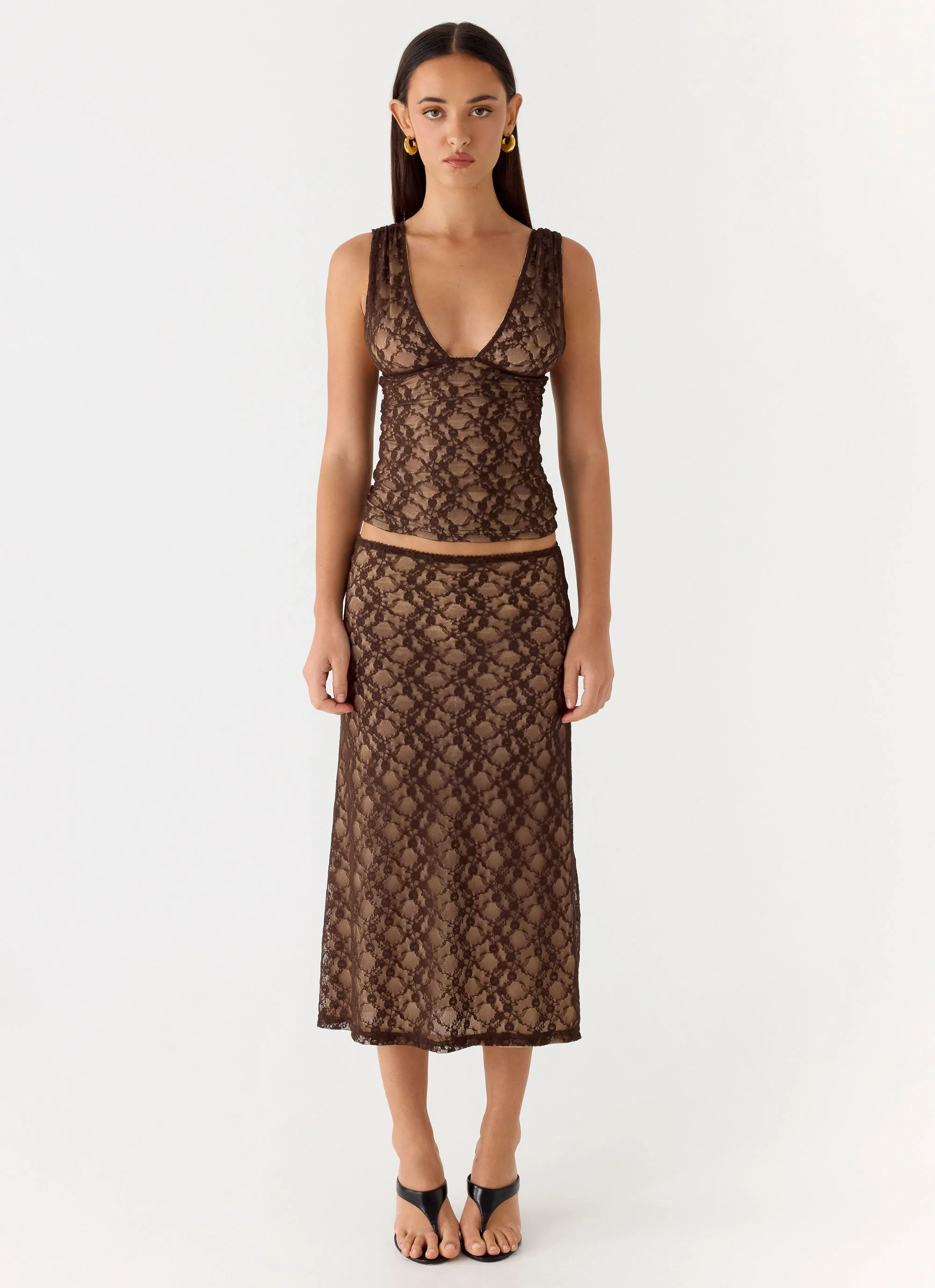 Options Lace Top - Chocolate