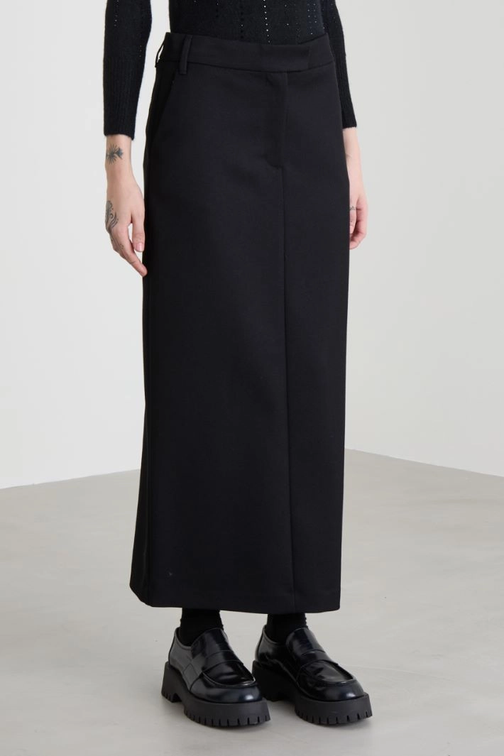 Cavalry twill column skirt - BLACK