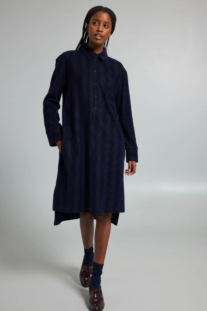Slit-embellished shirt dress - NIGHT BLUE