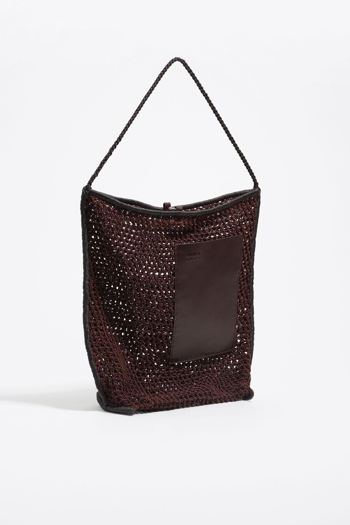 Chocolate plaited shoulder bag