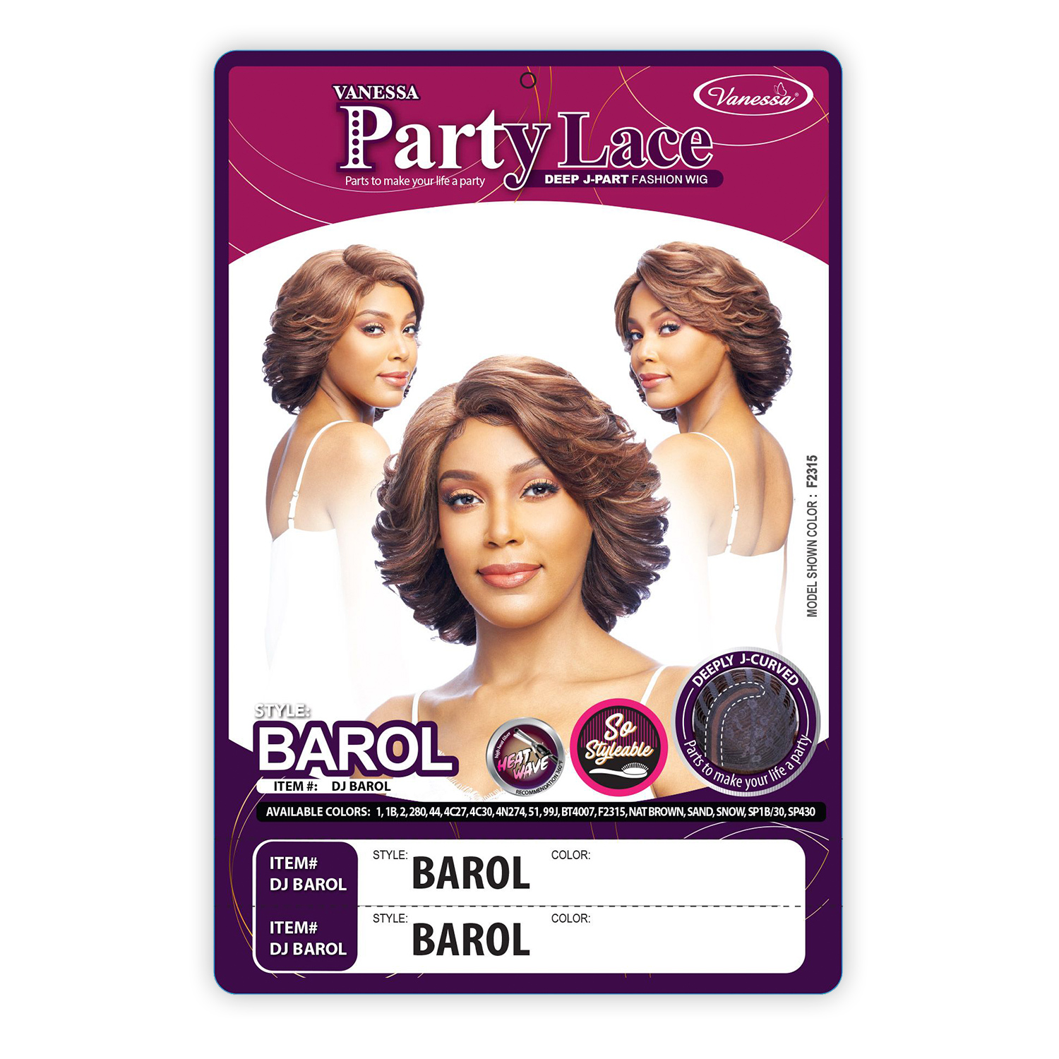 Vanessa Fashion Wig Deep J Part DJ Barol
