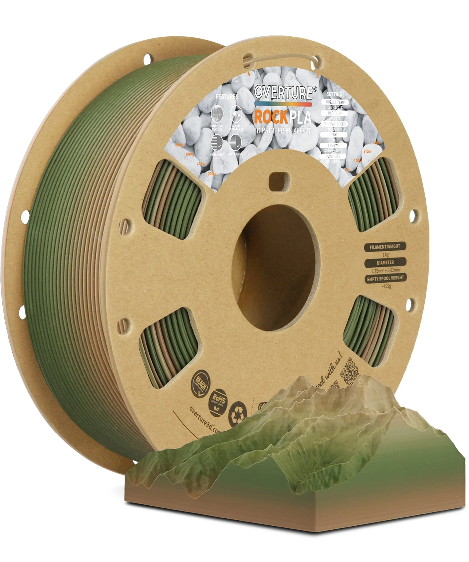 Overture Rock PLA Gradient Filament 1.75mm