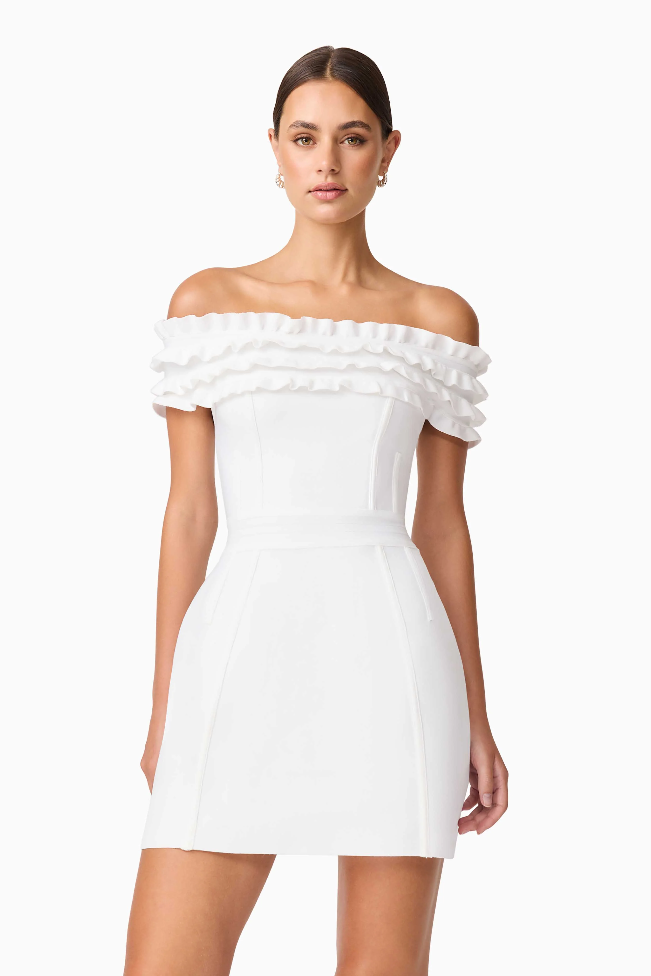 Sonya Off The Shoulder Mini Dress in White