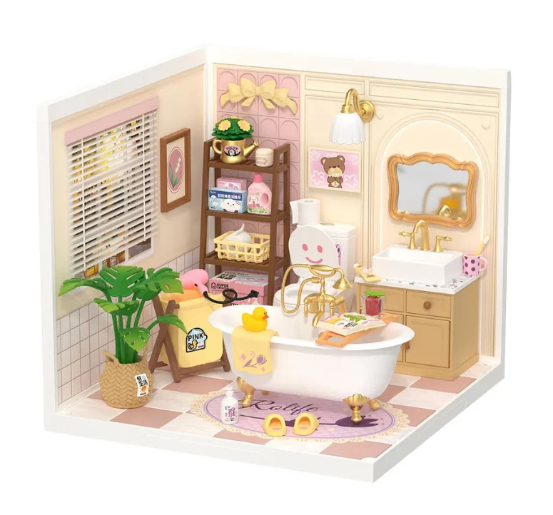 Pop Bubble Bathroom Plastic DIY Miniature House Robotime DW014B