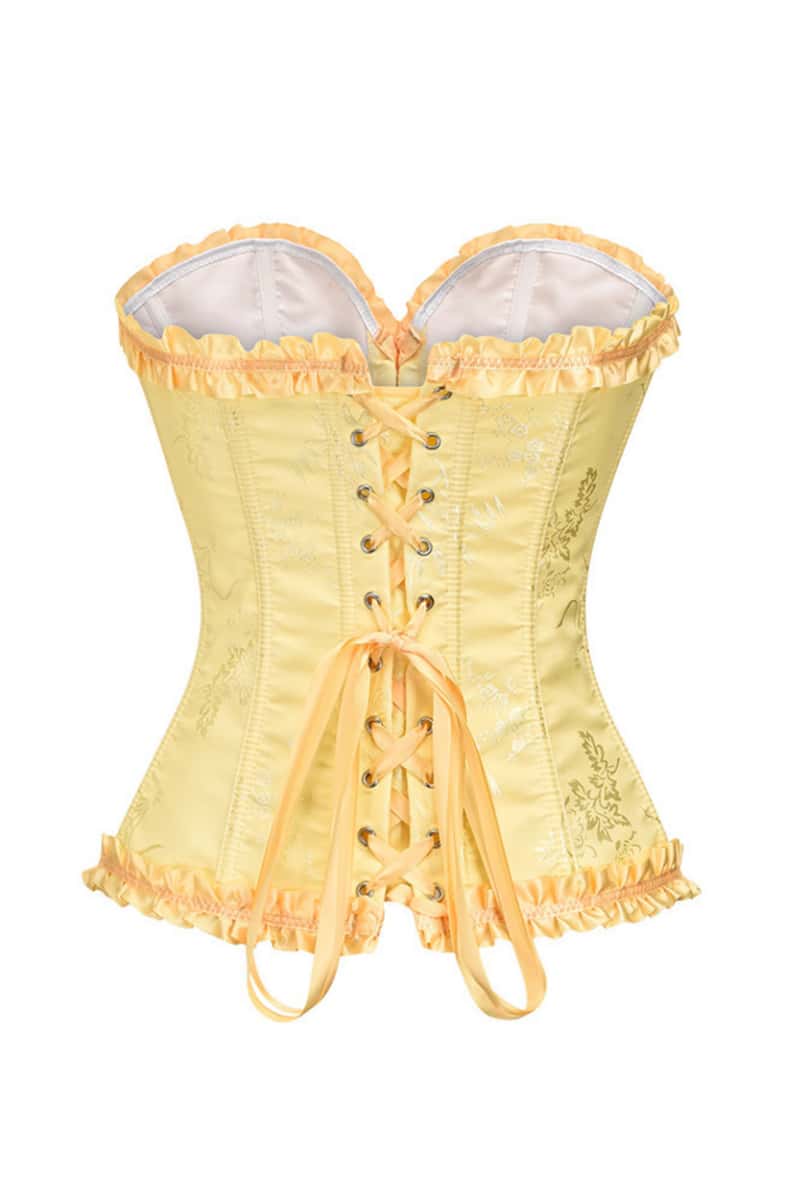Sweetheart Yellow Lace-Up Floral Corset