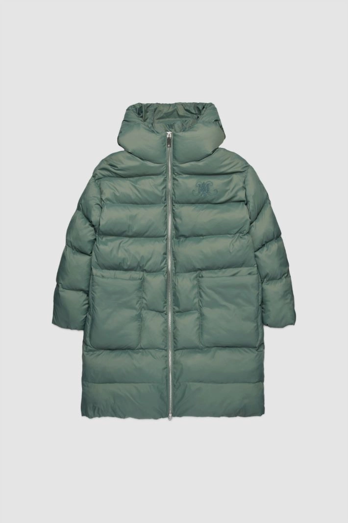 Long hooded puffer jacket KID - GREEN