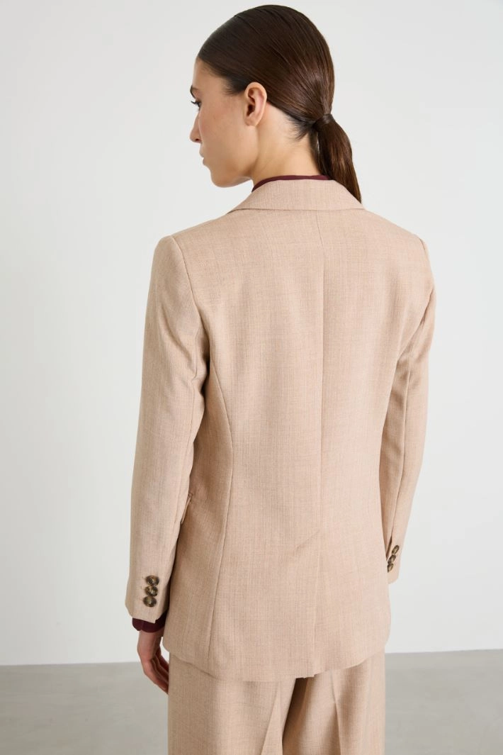 Basketweave melange blazer - BEIGE