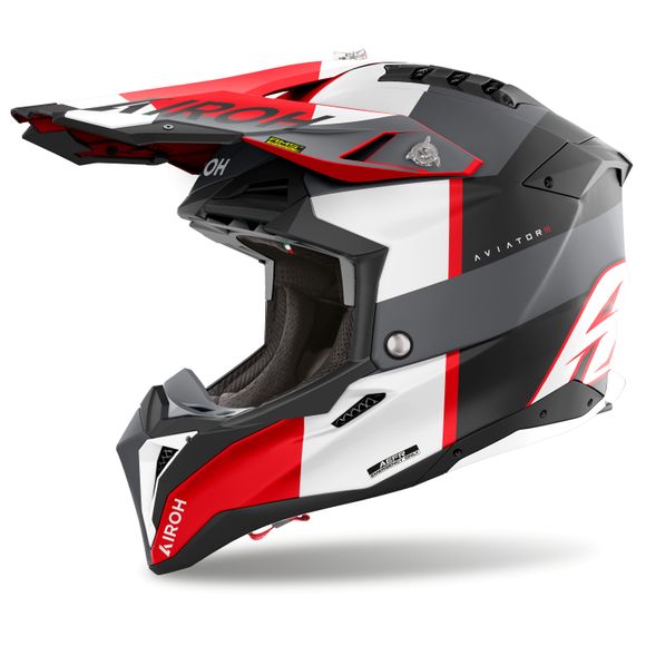 Airoh AVIATOR 3 cross helmet - MONARCH 2025 - Gray / RedRef: AR1424